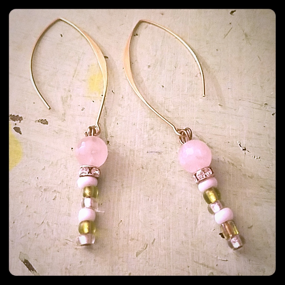 Rose Quartz Heart and Soul Earrings